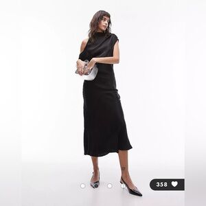 NWT Topshop off the shoulder midi column dress in black